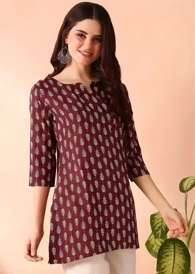 VHCK ENTERPRISE Party Printed Women Maroon Top