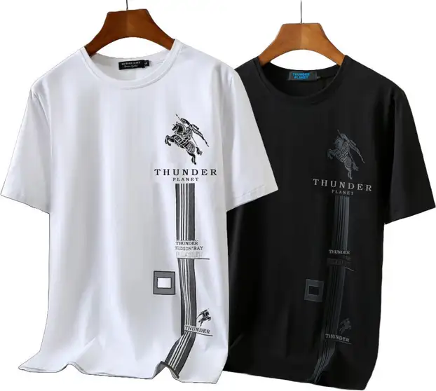 Thunder Planet Printed Men Black & White T-Shirt