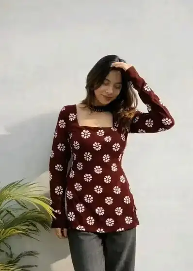 ZIIMY Women Printed Kurta (Maroon)