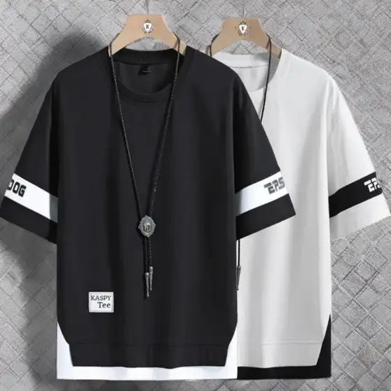 KASPY Printed Men Black, White T-Shirt (M)