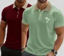 Tazo Striped Men Maroon, Green T-Shirt (Pack of 2)