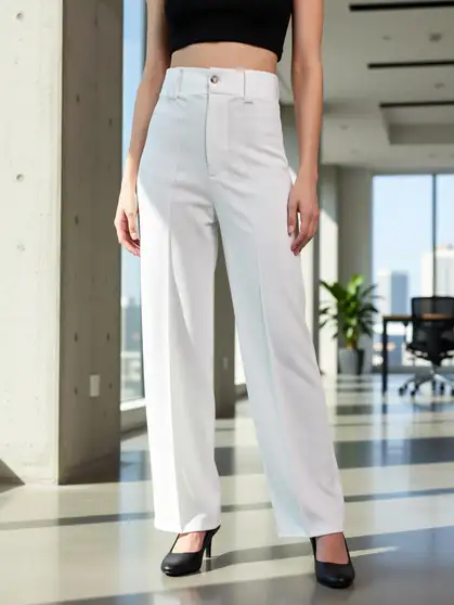 GLITO Flared Women White Trousers