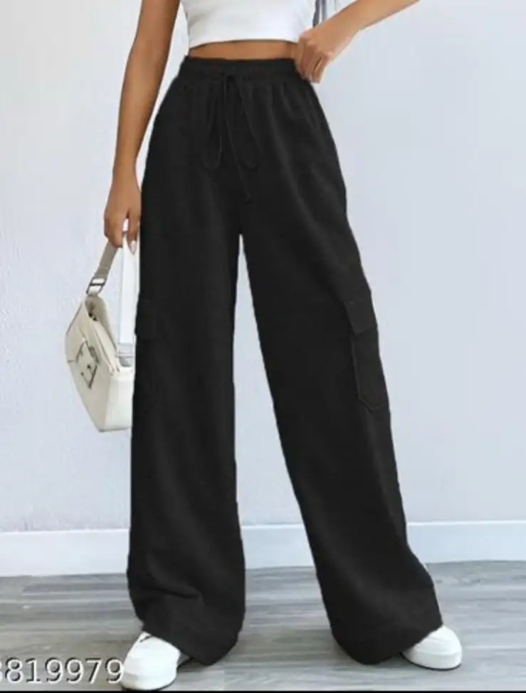 MS BOTTOM Flared Women Black Trousers