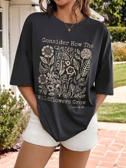 Veroconic Typography, Graphic Print Women Round Neck Black T-Shirt