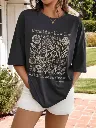 Veroconic Typography, Graphic Print Women Round Neck Black T-Shirt